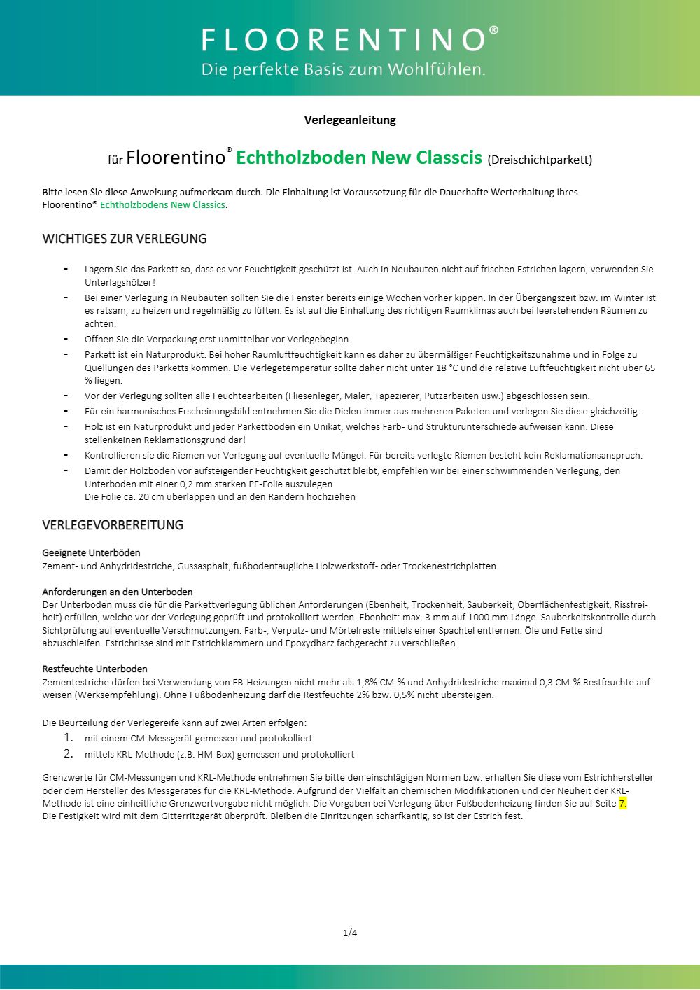 New Classcis Parkett - Verlegeanleitung