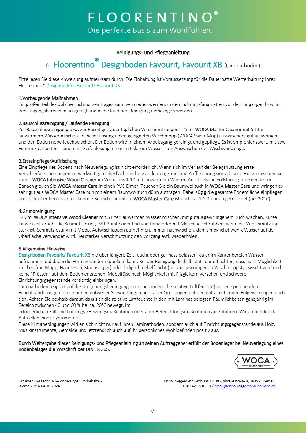 f Favourit Laminatboden - Pflegenanleitung